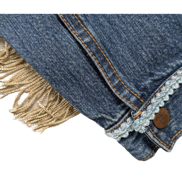 Refreshed - Nordstrom's Upcycled Embellished Denim Jacket Size Small - Picture 5 of 6